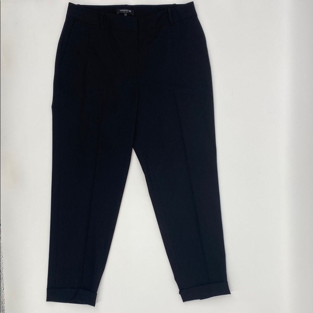 LAFAYETTE 148 Rolled Ankle Black Wool Slacks